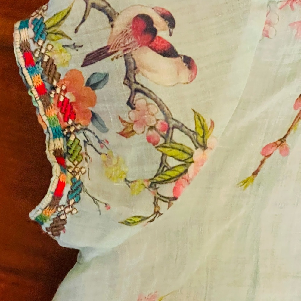 Johnny Was Light Blue Floral V-Neck Blouse - Picture 10 of 10